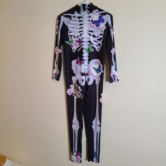 One Piece Skeleton (Bones/Butterflies & Flowers)  Jumpsuit/Costume - Picture 1 of 5